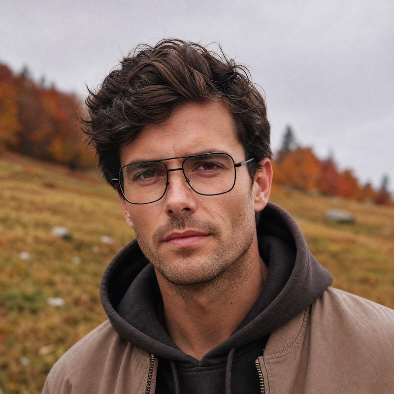 Dan black aviator glasses. Men's retro glasses. Men's vintage glasses. Men's retro aviators. 