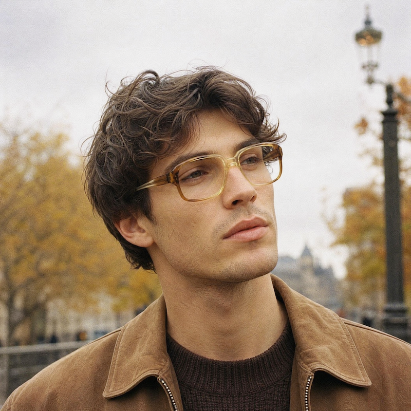 Derek men's vintage glasses. 80s men's vintage glasses. Men's brown square vintage glasses.