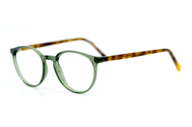 Dermot green round women's retro glasses. Women's sustainable glasses.