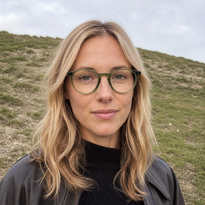 Dermot green round women's retro glasses. Women's sustainable glasses.