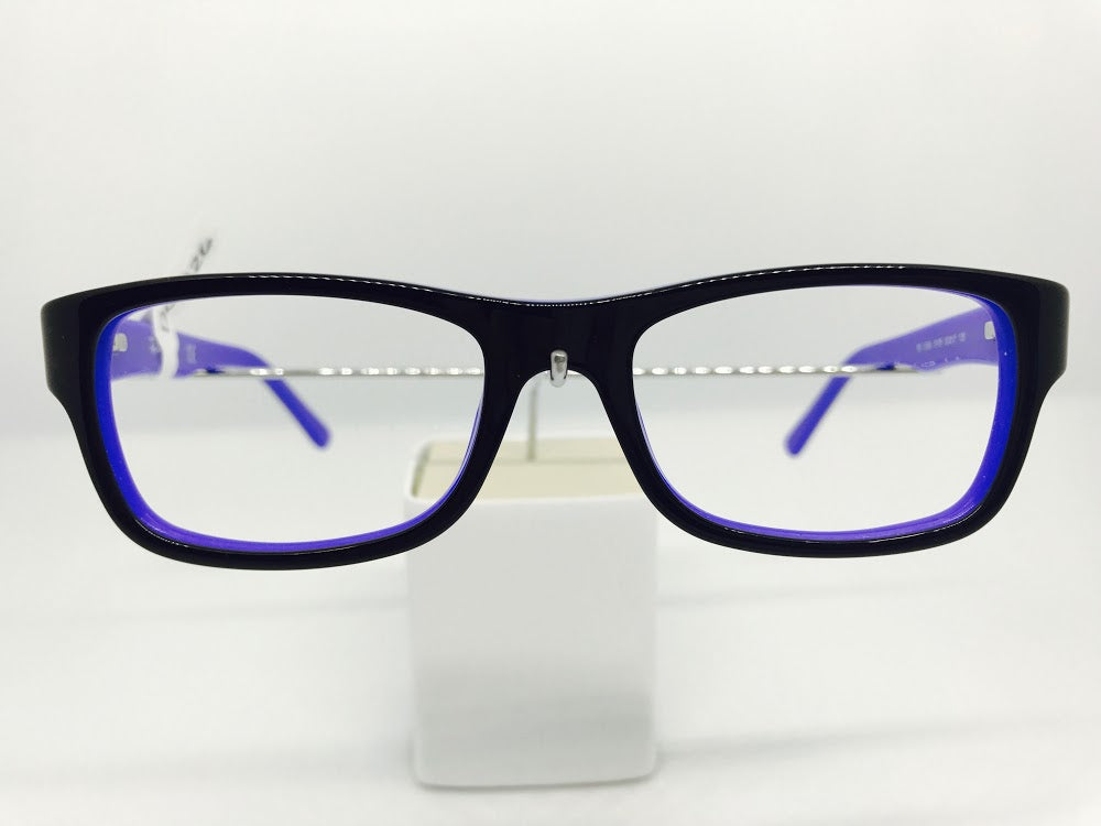 Black Ray-Ban with electric blue inside