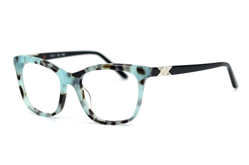 Elle 14854 Women's Oversized Blue Mottled Square Glasses