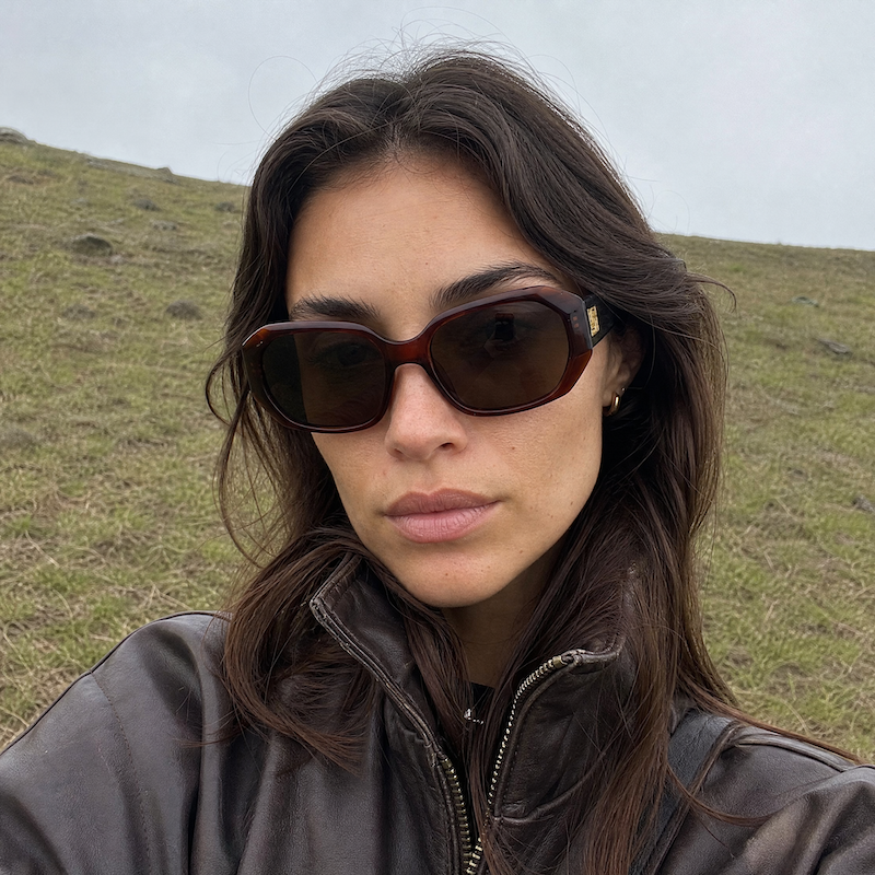 Elle 18959 brown rectangular sustainable sunglasses