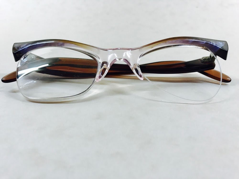 Cat eye supra (rimless bottom) 1950/60s. lilac/plum with inlay marbled affect