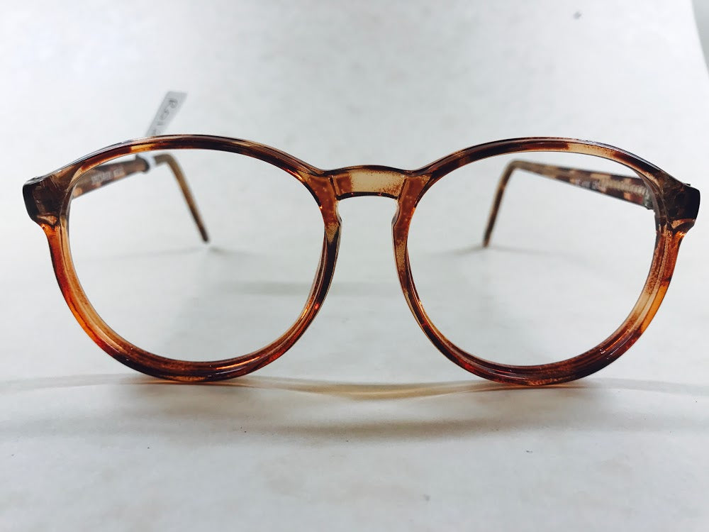 Brown mottle M/L round plastic 1980. Retro Specsavers.