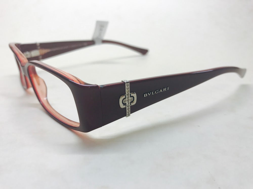 Glamorous red Bvlgari frames with diamante detail on sides