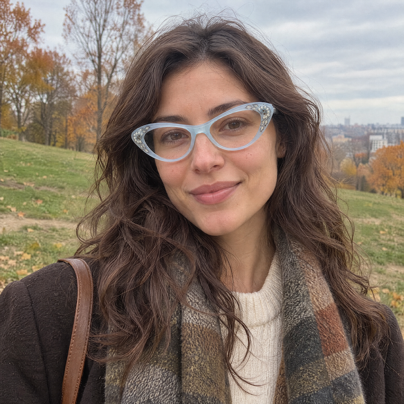 Flora 1950s Blue Cat-Eye Glasses