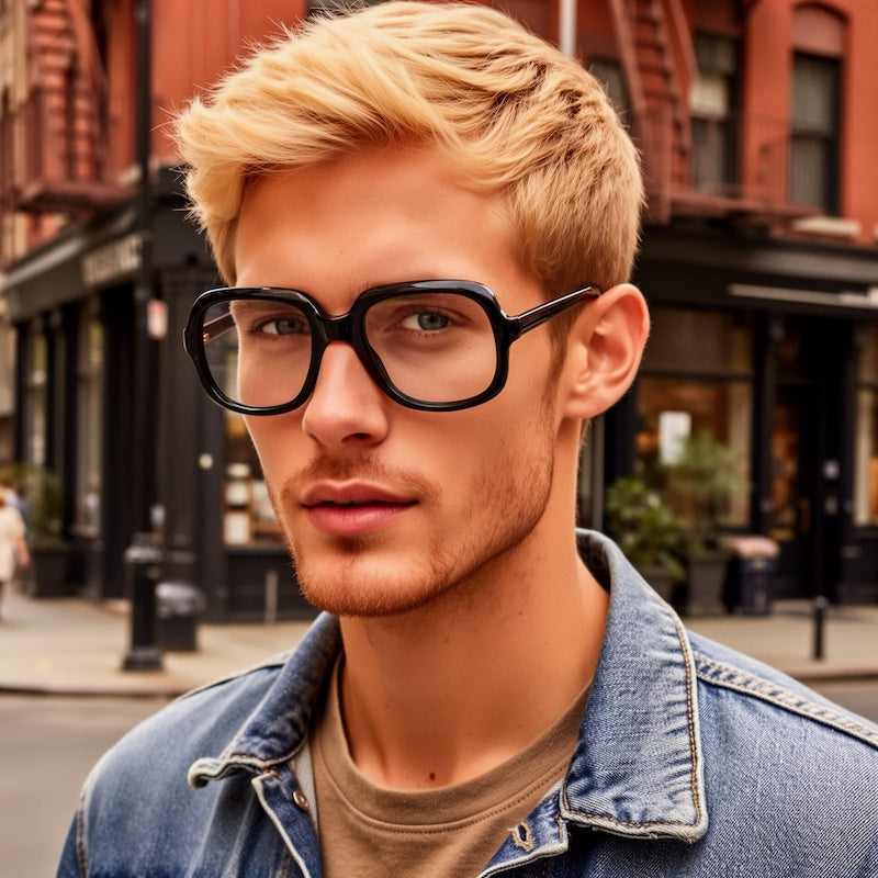 Freedom Free 70s style black oversized glasess, Michael Caine style