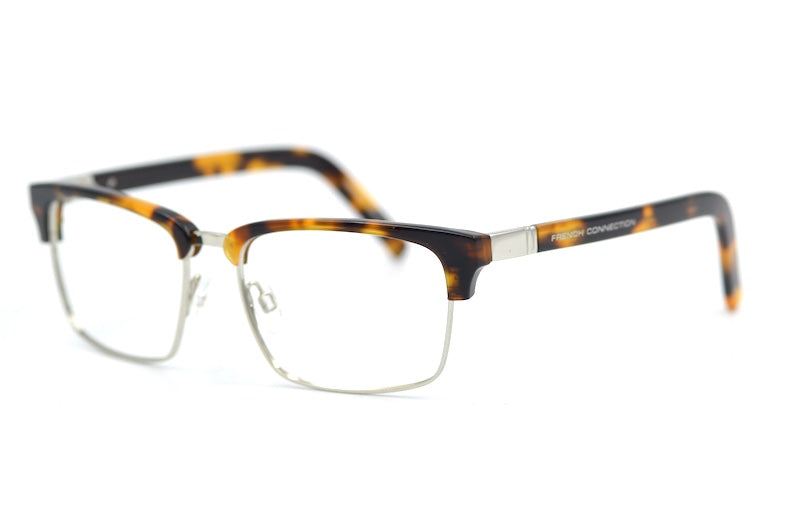 French Connection 01 men's designer glasses. Brow-line men's glasses. Club master style men's glasses. Men's sustainable glasses.