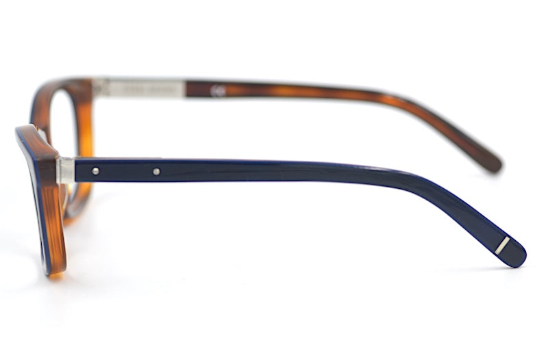 Bobbi Brown The Adrien glasses in navy and brown. Women's designer glasses. 
