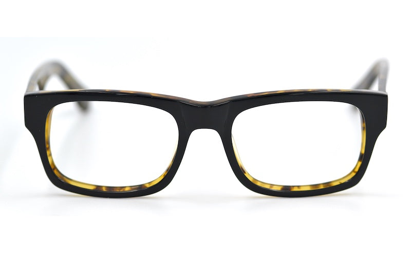 Grenville men's black rectangular retro glasses.