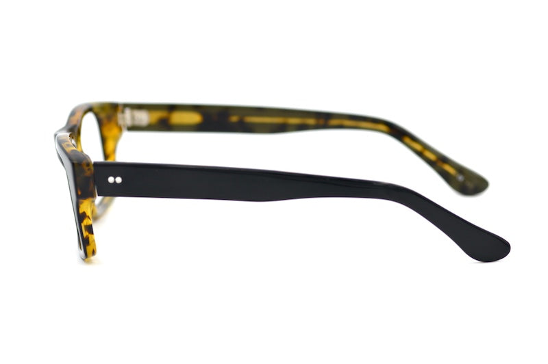 Grenville men's black rectangular retro glasses.