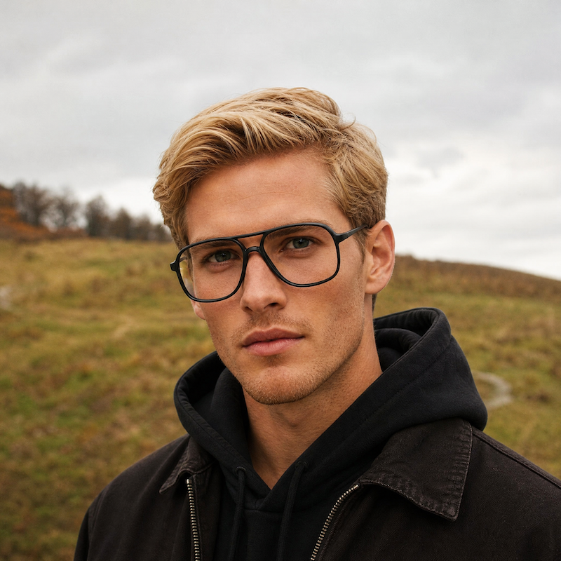 H460 vintage aviator glasses. Men's aviator glasses. Matte black aviator glasses. Sustainable glasses. Retro glasses. 