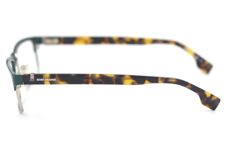 Hugo Boss 0072 men's green rectangular designer glasses.