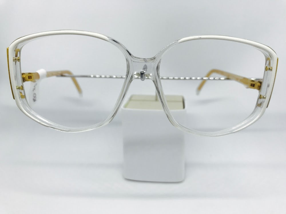 Crystal 1980s frames with white detail and gold sides