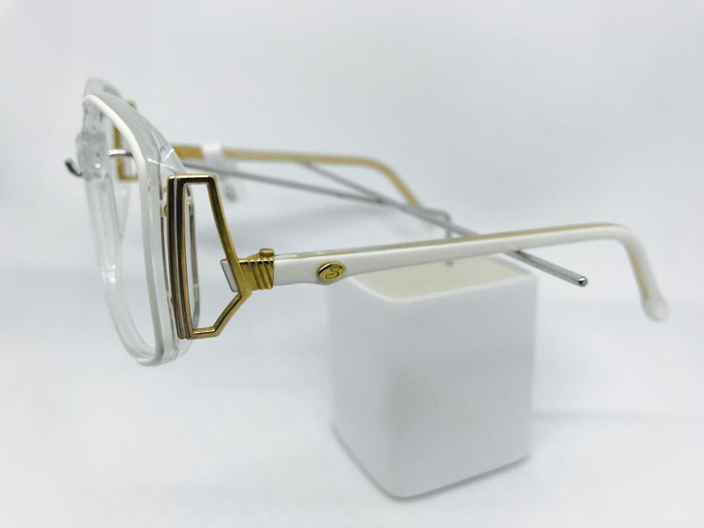 Crystal 1980s frames with white detail and gold sides