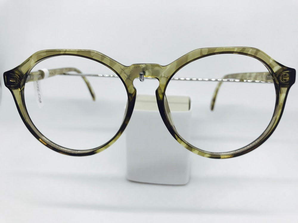 Gorgeous crystal khaki round retro Terri Brogan frames with keyhole bridge