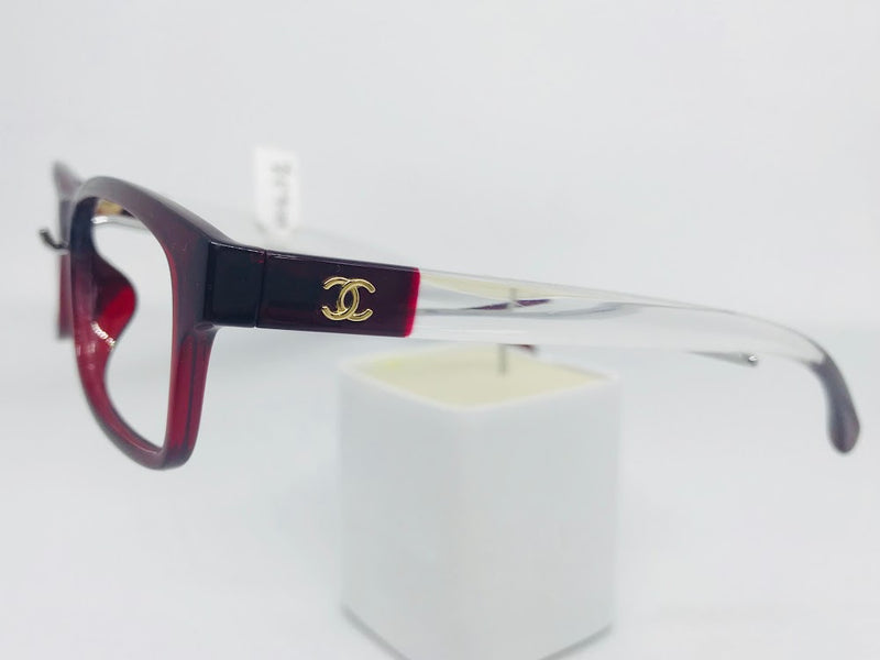 Beautiful red Chanel frames with crystal sides