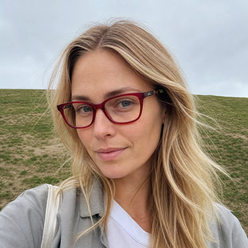 Joules Charlotte 3023 women's red designer glasses. Women's sustainable eyewear.