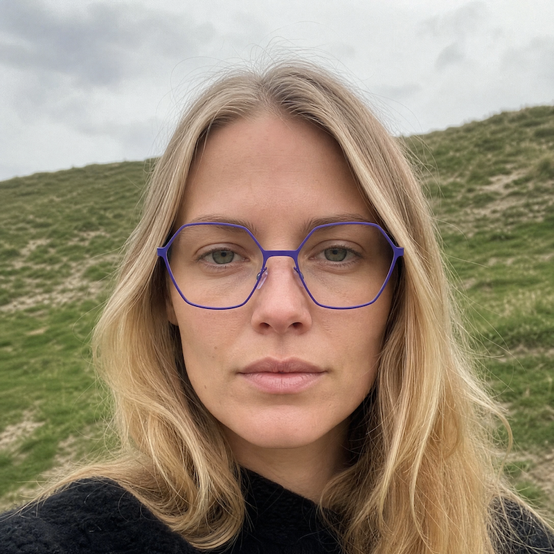 Kelinse Sindy women's purple hexagonal glasses. 