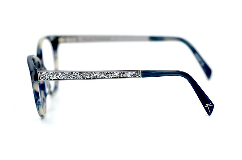 Kylie Minogue 2 Hearts glasses with silver metal sides and decorative beaded detail