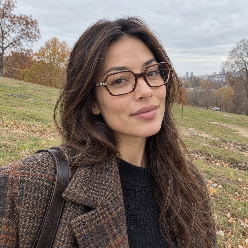 Woman wearing L.Eviard Glitz glasses