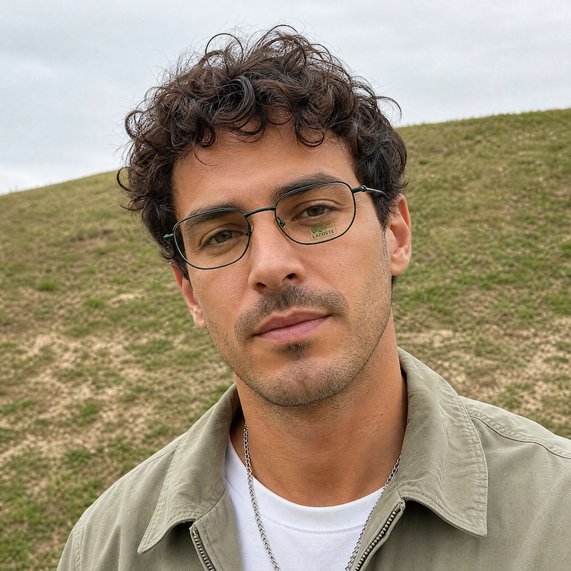 Lacoste 780F Vintage Glasses. Men's Lacoste glasses. Green rectangular glasses.