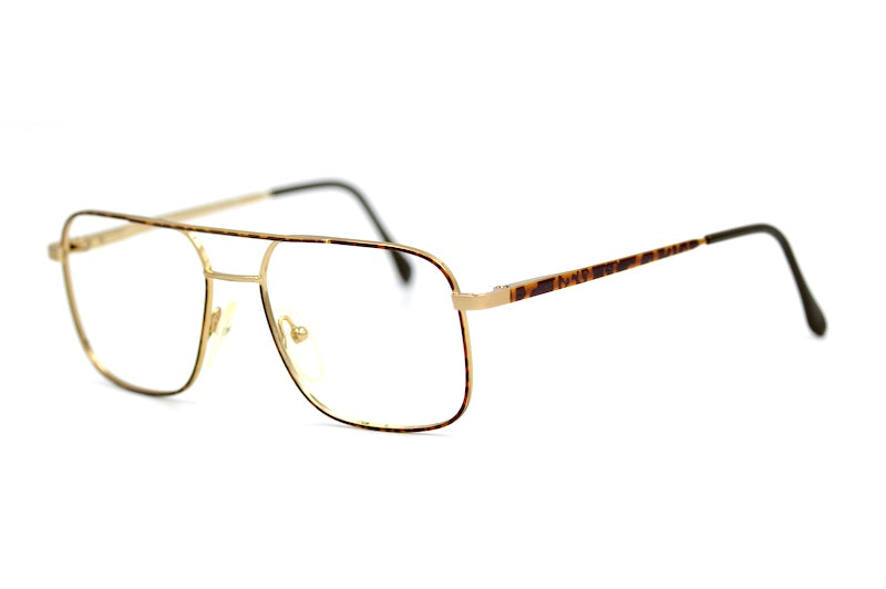 Mirari 5504 Men's Vintage Brown Gold Square Aviator Glasses.