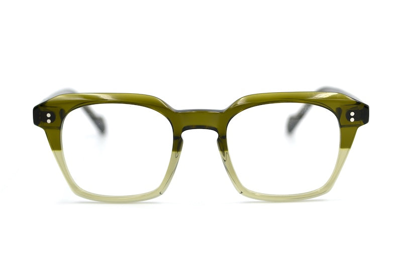 Olive Fade men's green square glasses