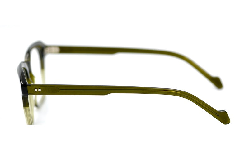 Olive Fade men's green square glasses side view