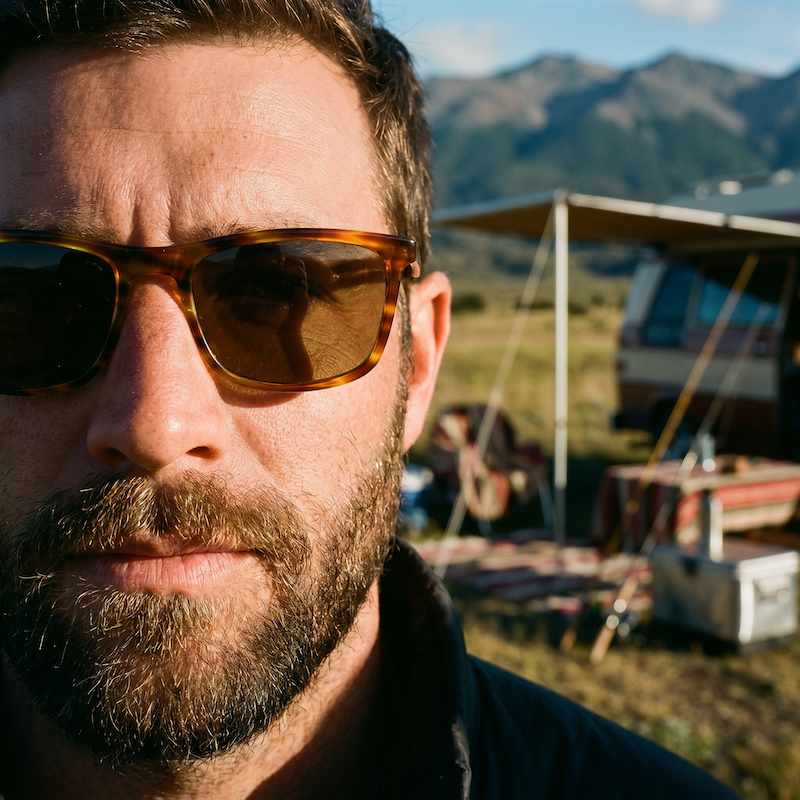 Paxton sunglasses. Men's stylish brown rectangular sunglasses.
