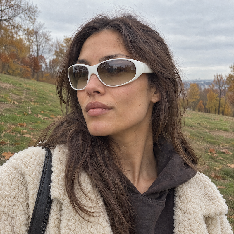 Piave White Wrap Around Vintage Sports Sunglasses