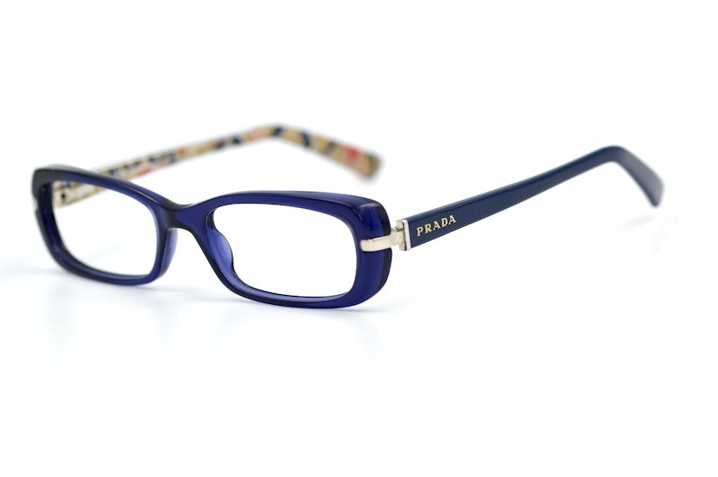 Prada VPR13N women's blue rectangular glasses.