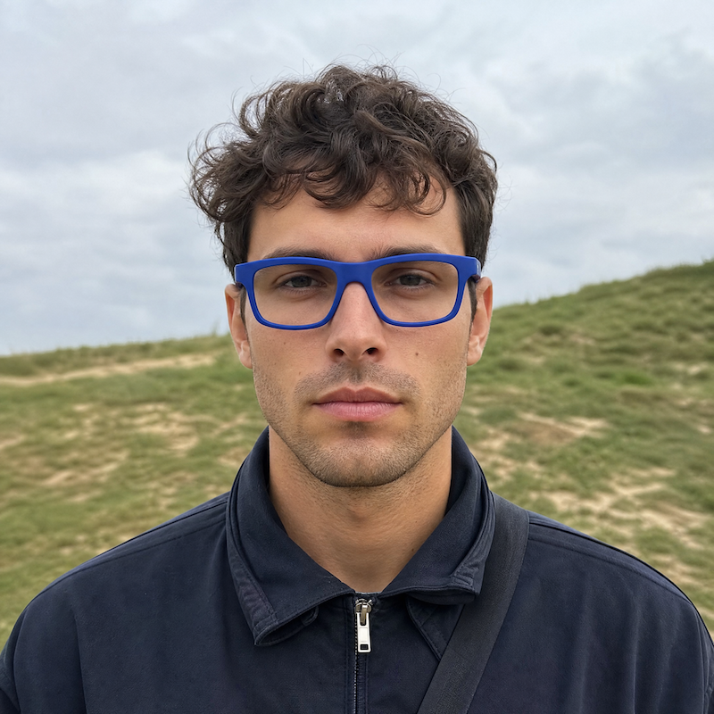 Puma 08 blue glasess. Men's Puma Glasses. Men's large blue glasses. Men's sustainable glasses. 