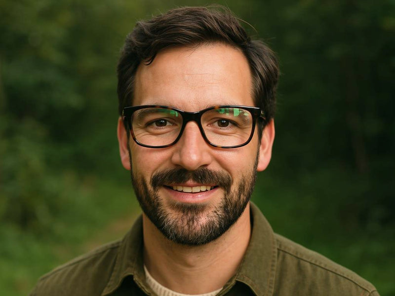 Ray-Ban 4181 men's oversized square glasses in brown tortoiseshell. 