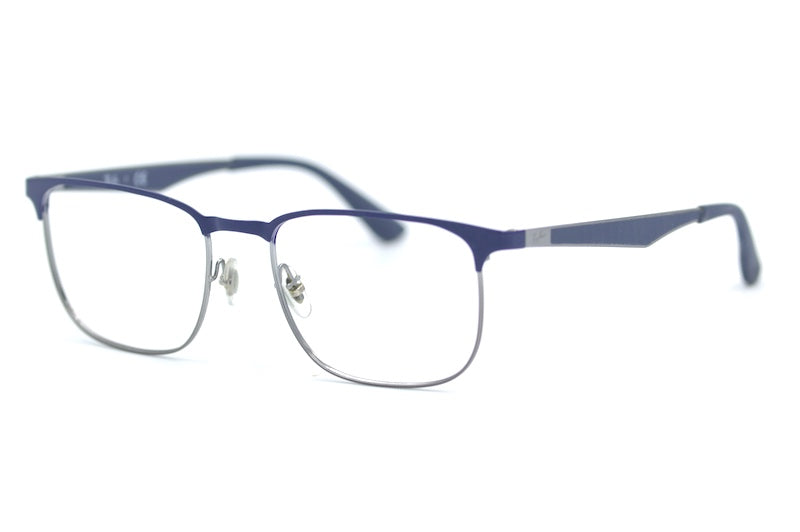 Ray-Ban 6363 men's blue metal glasses. Refurbished Ray-Ban glasses. Affordable Ray-Ban glasses.