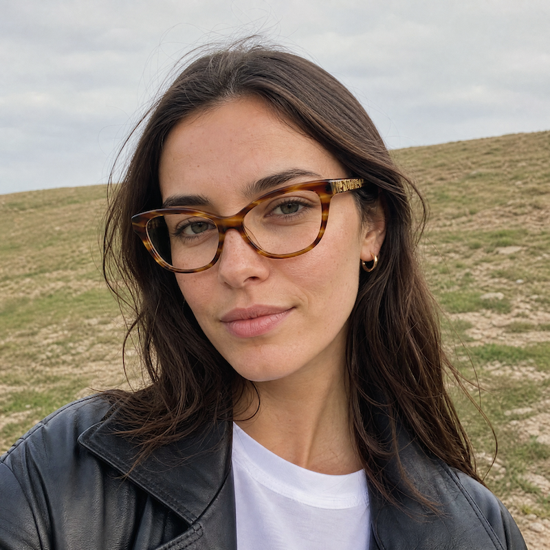 Red or Dead women's brown cat-eye glasses.