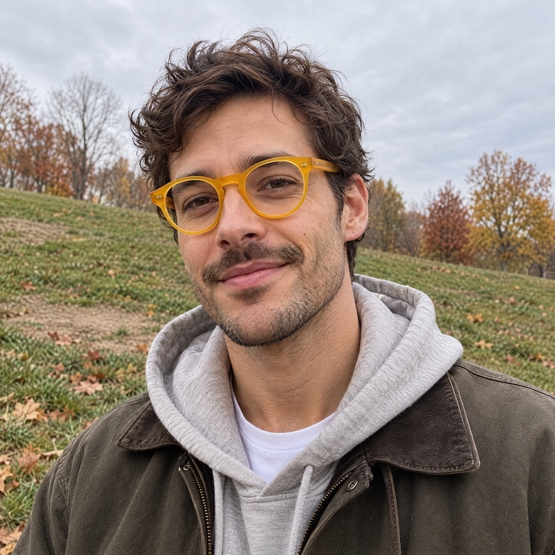 Safarro Gallipoli Round Ochre Glasses on male model