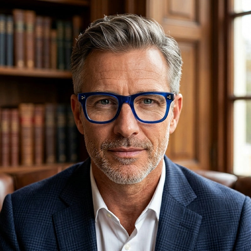 Safarro H165 Glasses. Men's blue square glasses. Men's stylish glasses online UK. 