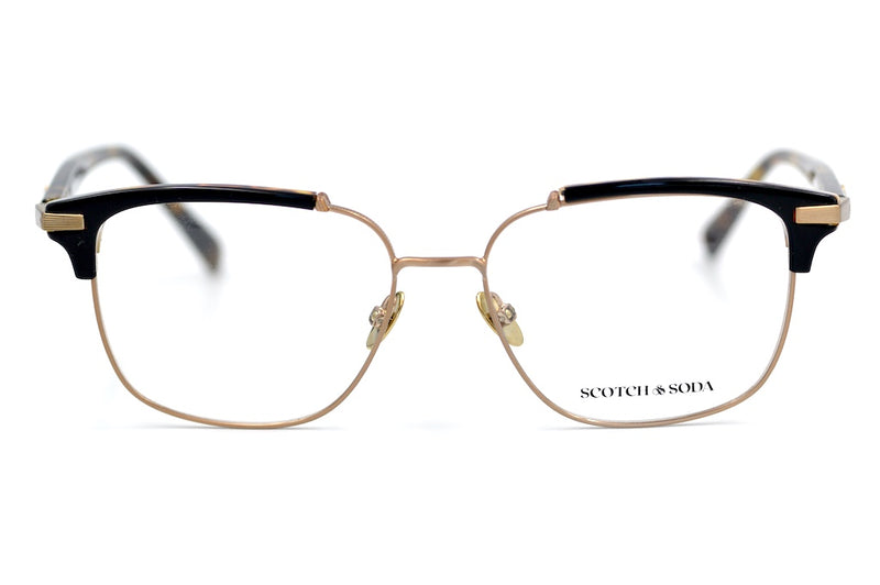 Scotch & Soda Jasper men's browline square glasses in gold gold metal and brown aceate