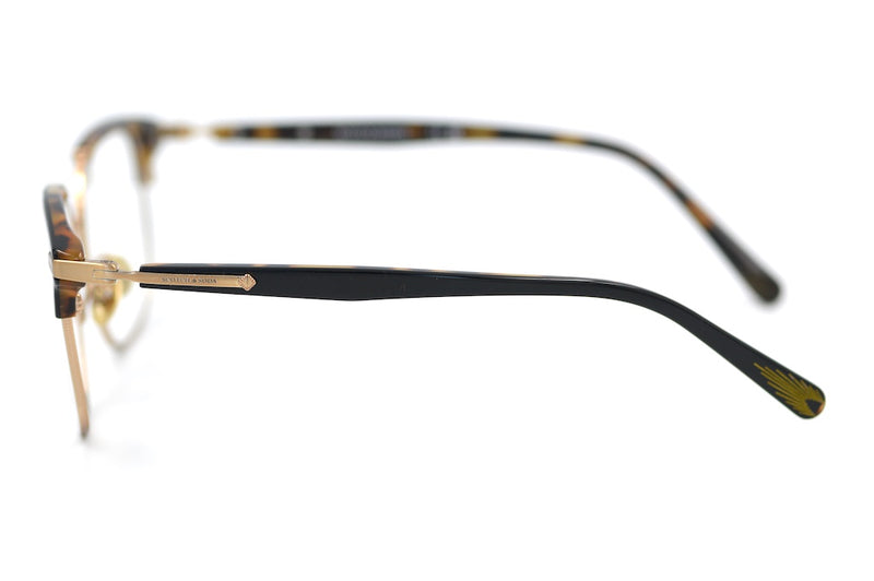 Scotch & Soda Jasper men's browline square glasses in gold gold metal and brown acetate side view