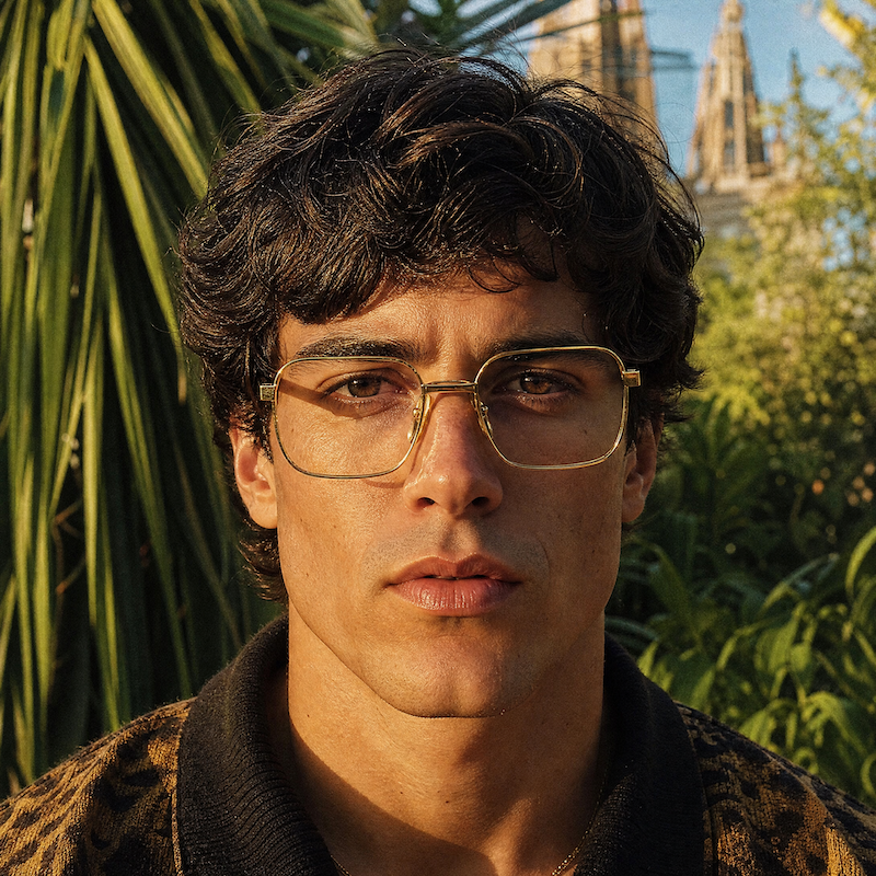 Sferoflex 108 men's gold square vintage glasses.