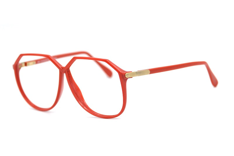 Silhouette M1135 oversized red SPX glasses with gold metal detailing