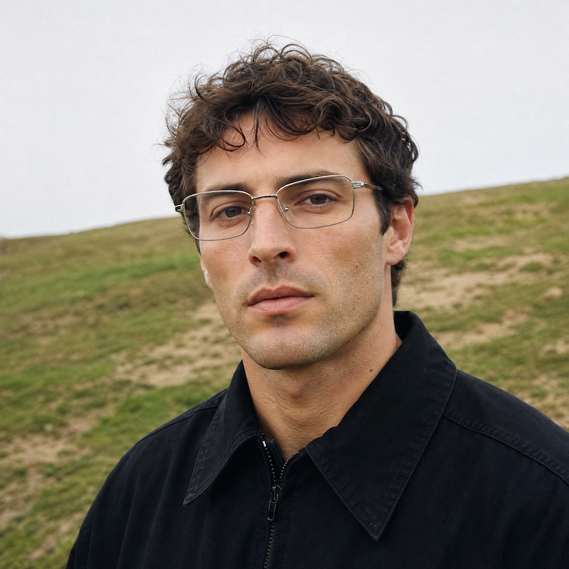 Stepper 4035 Titanium Glasses. Men's rectangular silver titanium glasses. 
