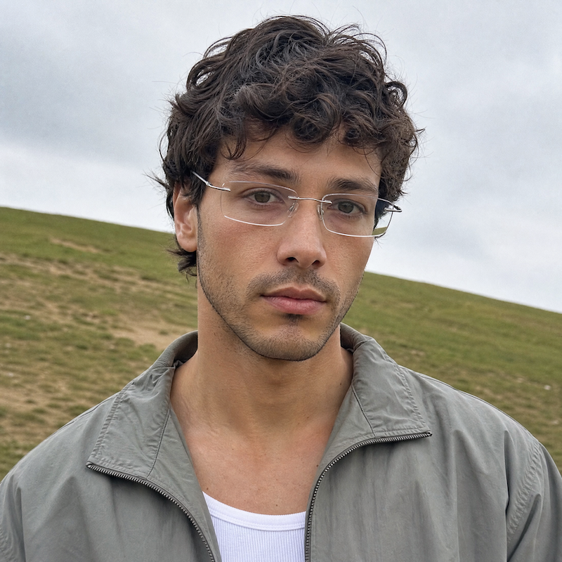 Stepper 82298 Men's Rectangular Rimless Glasses.