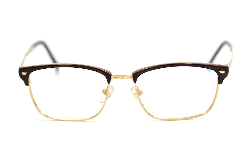 Stepper SI-4504 F011 Brown Gold Titanium Men's Browline Glasses