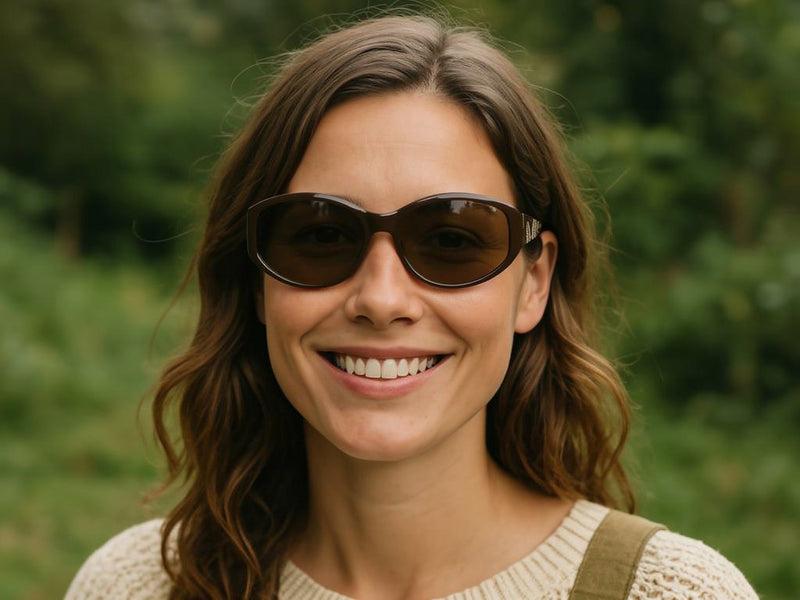 Ted Baker women's Lydia sunglasses. Brown oval shaped Ted Baker sunglasses. 