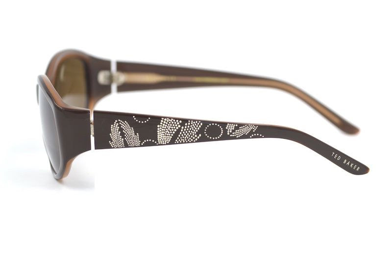Ted Baker women's Lydia sunglasses. Brown oval shaped Ted Baker sunglasses. 