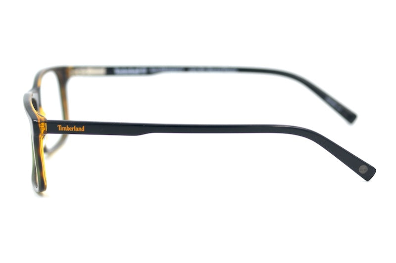 Timberland 1697-1 men's large designer glasses in brown mottle with black sides.