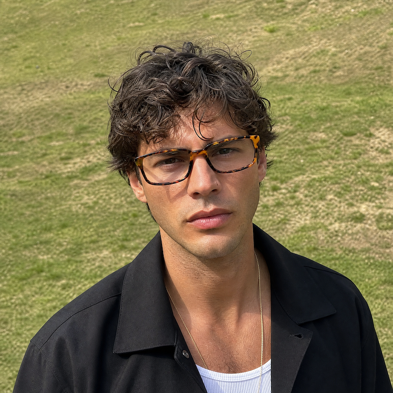 Tom Archer YC 1014 Glasses. Men's brown rectangular glasses.
